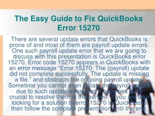 The Easy Guide to Fix QuickBooks Error 15270