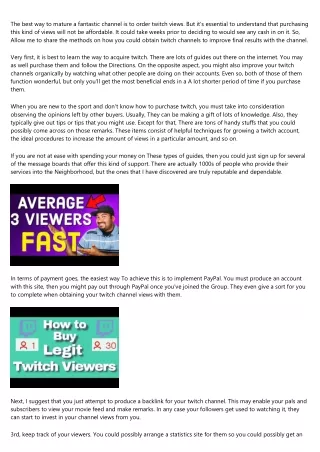 the best way to mature a fantastic channel