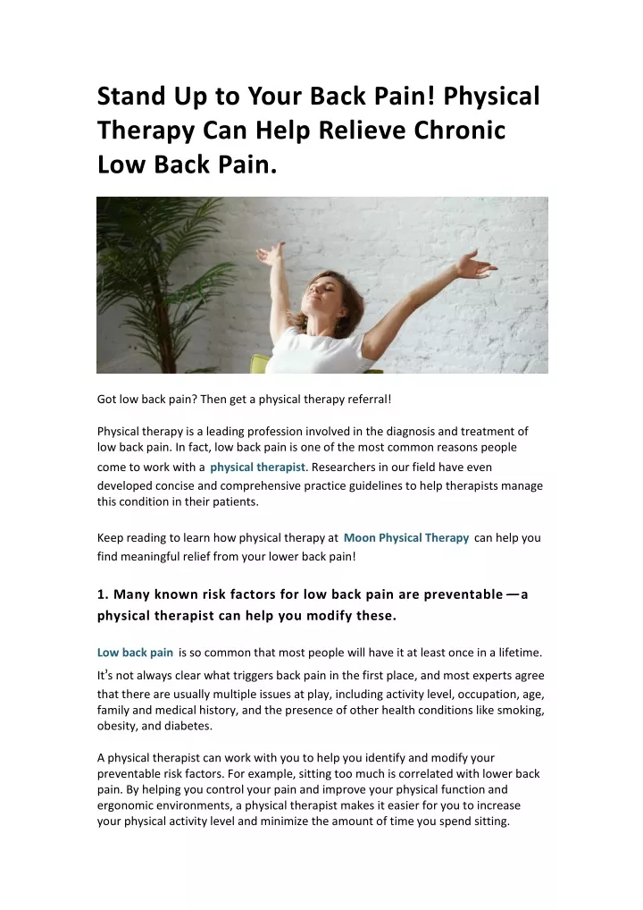 stand up to your back pain physical therapy