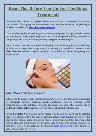 read this before you go for the botox treatment