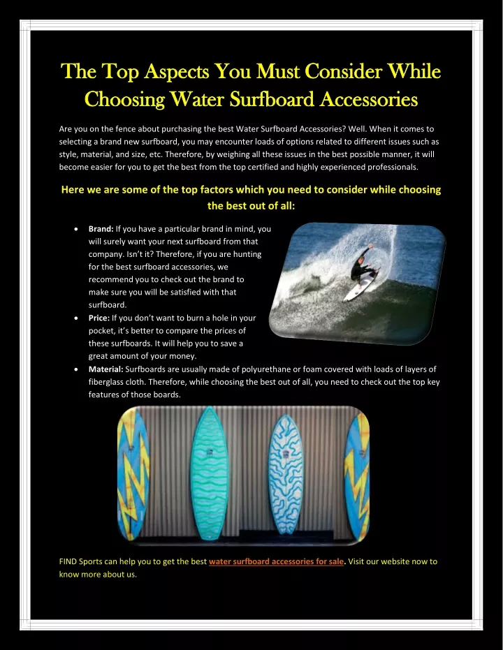 the the top top aspects choosing water surfboard