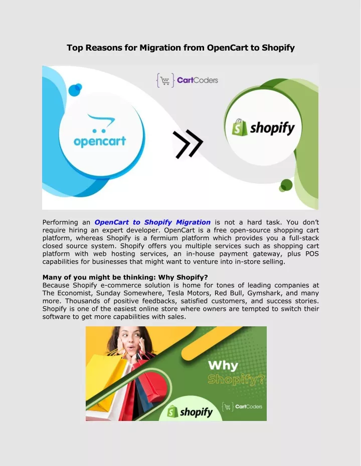 top reasons for migration from opencart to shopify