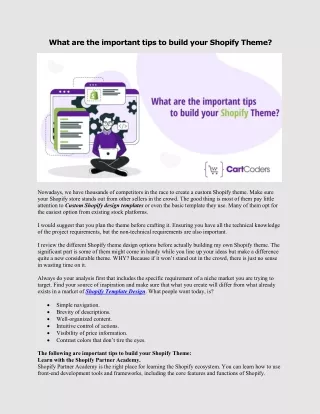 what are the important tips to build your shopify
