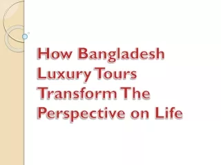 How Bangladesh Luxury Tours Transform The Perspective on Life