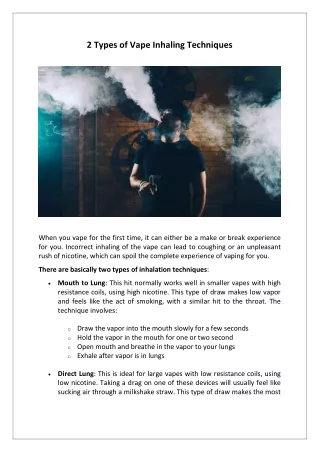 2 types of vape inhaling techniques