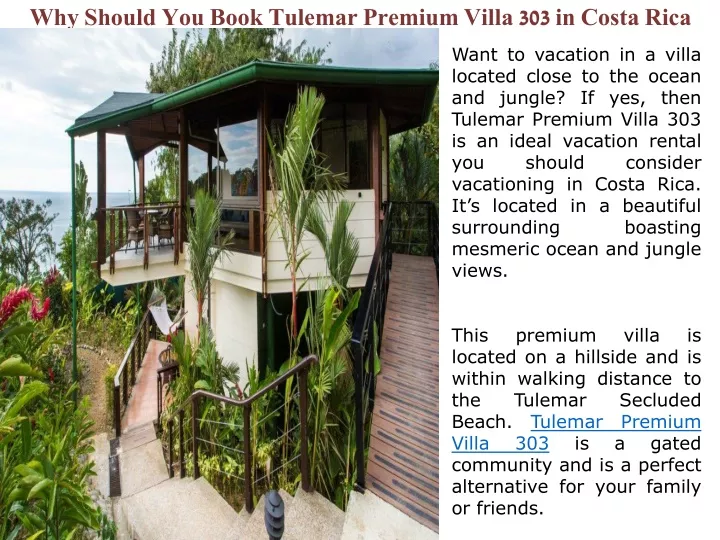 why should you book tulemar premium villa