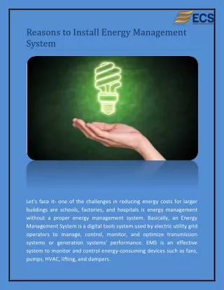 reasons to install energy management system