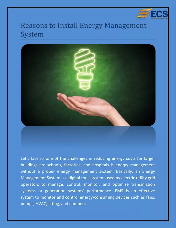 reasons to install energy management system