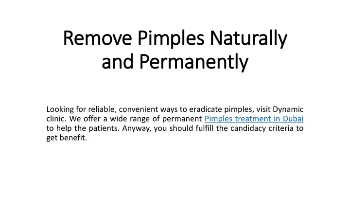 remove pimples naturally and permanently