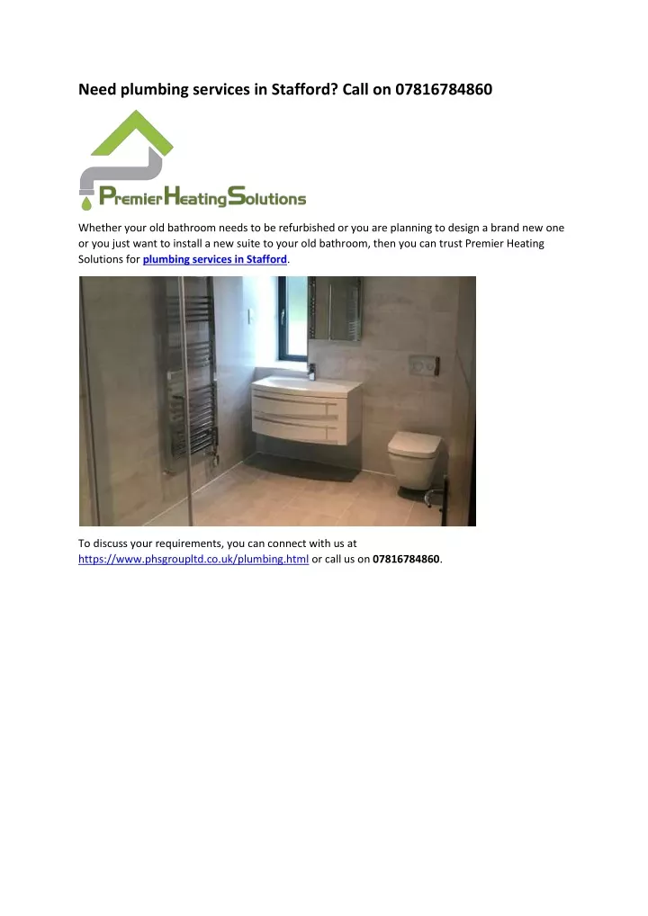 need plumbing services in stafford call