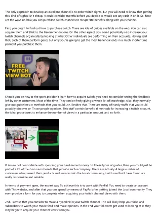 the only approach to develop an excellent channel
