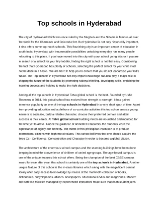 Top schools in Hyderabad