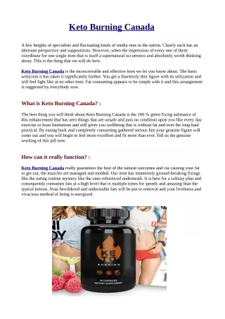 Keto Burning Canada: SCAM or a LEGIT? Get Benefits and Side Effects