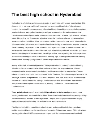 The best high school in Hyderabad