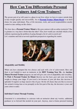 how can you differentiate personal trainers