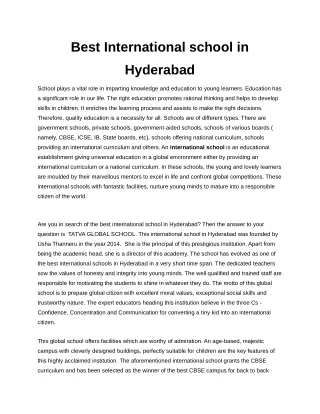 Best International school in Hyderabad