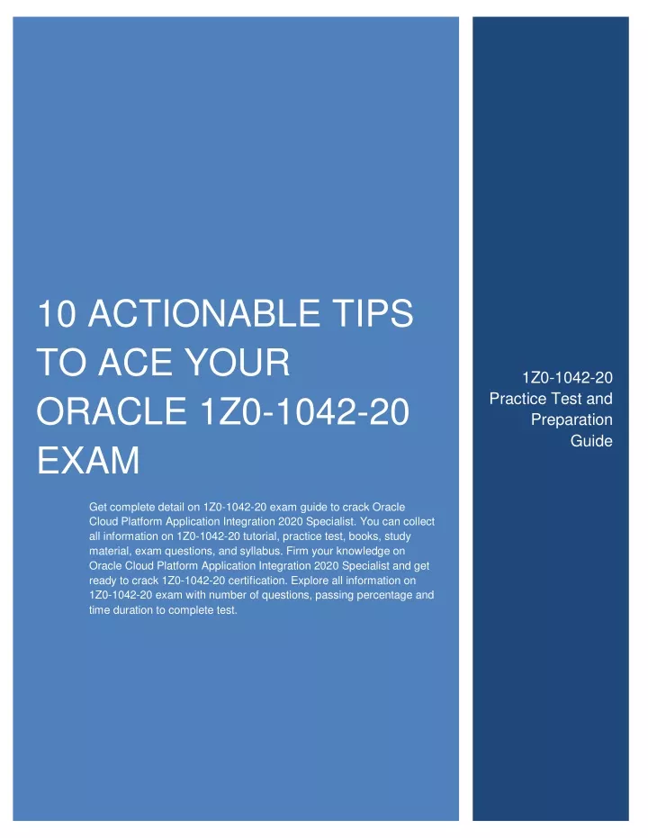 10 actionable tips to ace your oracle 1z0 1042
