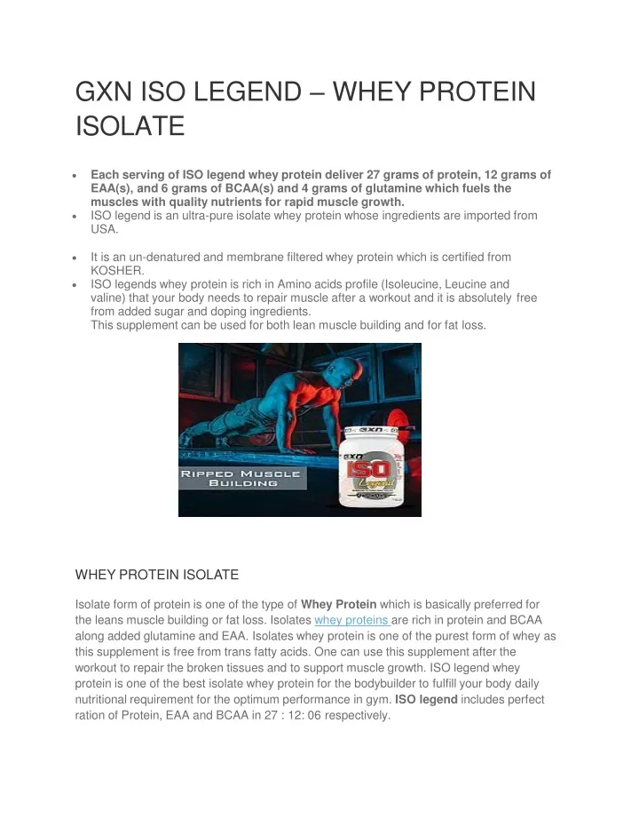 gxn iso legend whey protein isolate