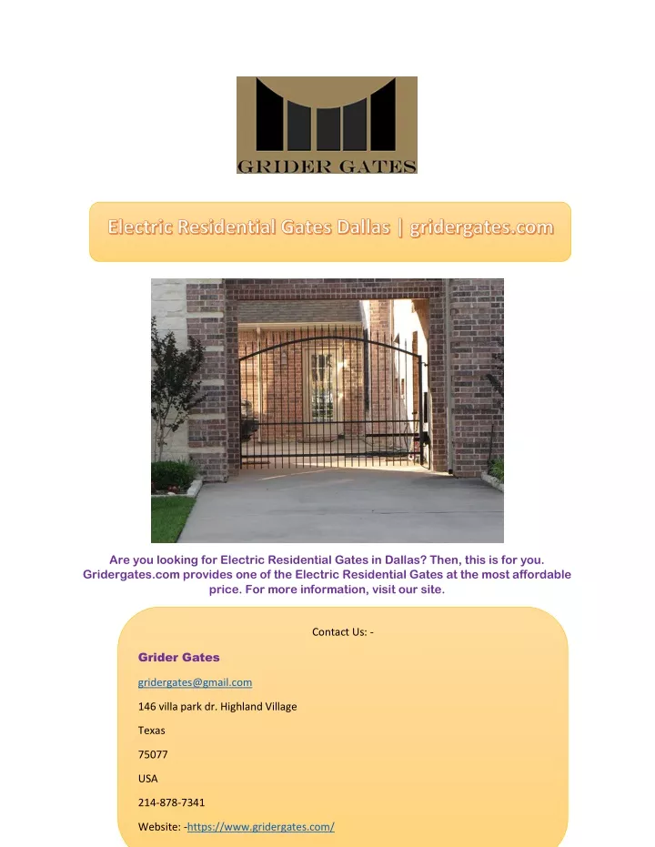 are you looking for electric residential gates