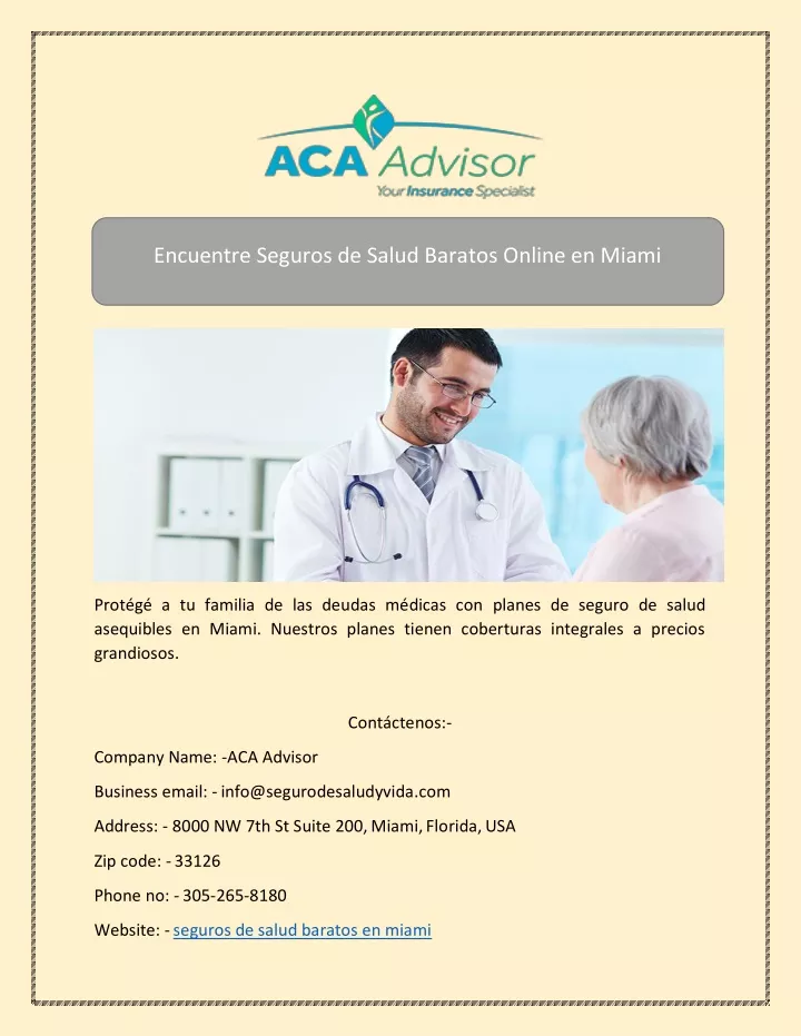 encuentre seguros de salud baratos online en miami