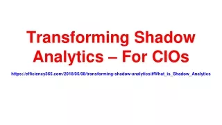 Transforming Shadow Analytics – For CIOs