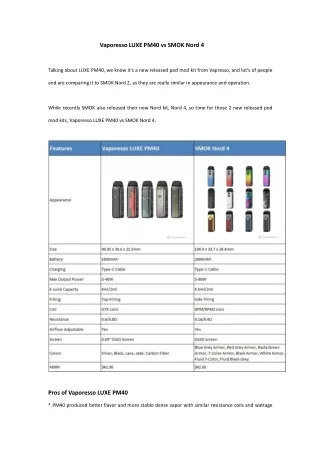 vaporesso luxe pm40 vs smok nord 4