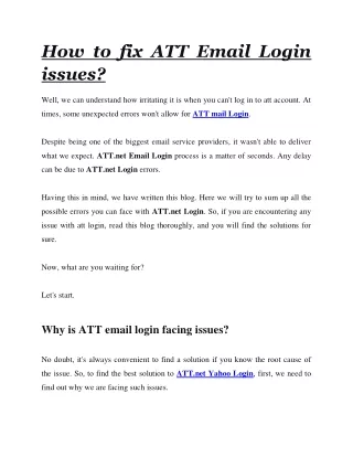 How to fix ATT Email Login issues?