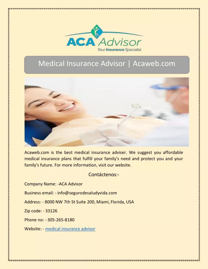medical insurance advisor acaweb com