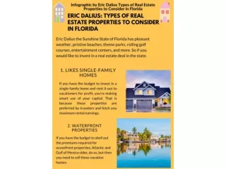 Eric Dalius Types of Real Estate Properties to Consider in Florida