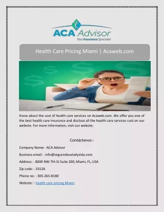 Health Care Pricing Miami | Acaweb.com