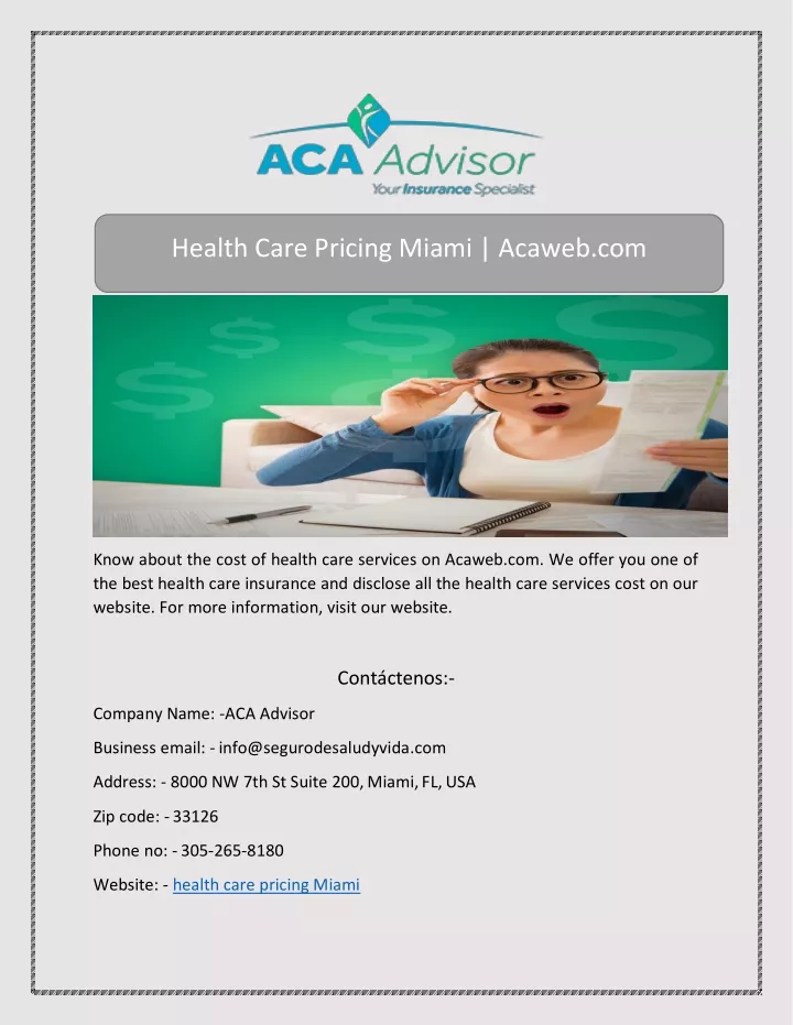 health care pricing miami acaweb com