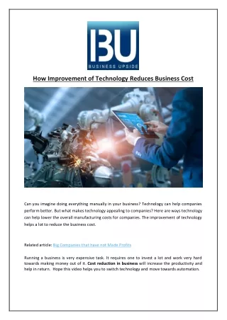 how improvement of technology reduces business