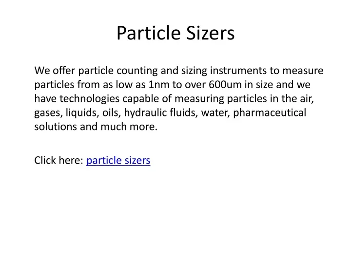 particle sizers
