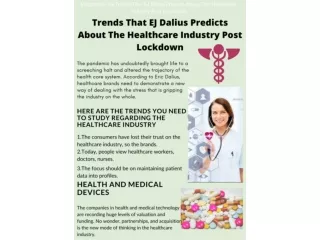 Trends That EJ Dalius Predicts About The Healthcare Industry Post Lockdown