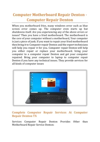 computer motherboard repair denton computer