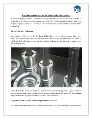 significance of discovering for gauge calibration