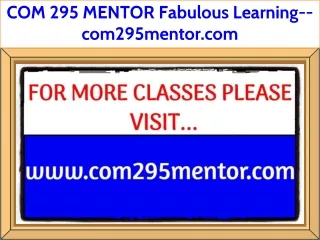 COM 295 MENTOR Fabulous Learning--com295mentor.com