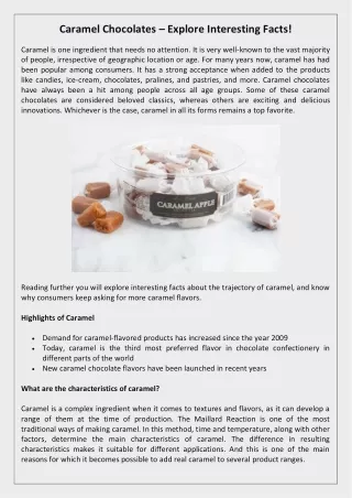 caramel chocolates explore interesting facts