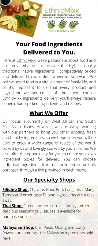 Best Online Food Ingredients Store in United Kingdom - EthnicMixx