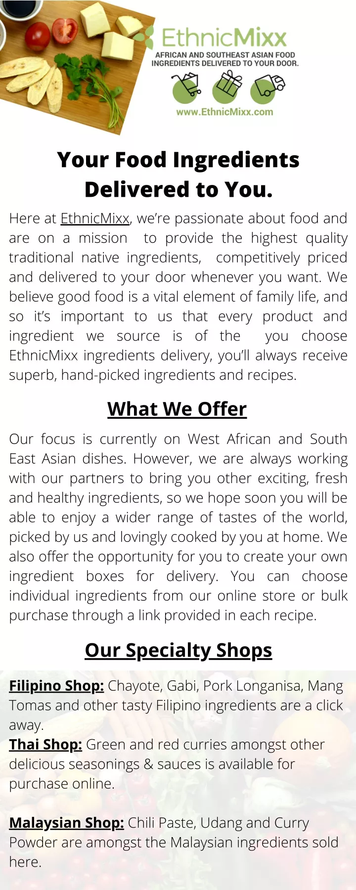 your food ingredients delivered to you
