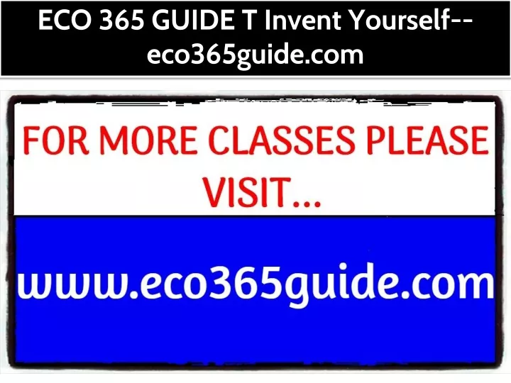 eco 365 guide t invent yourself eco365guide com