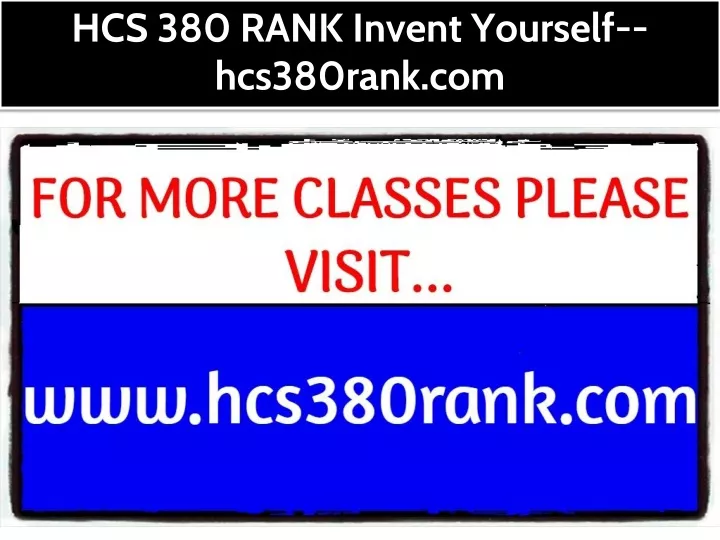 hcs 380 rank invent yourself hcs380rank com