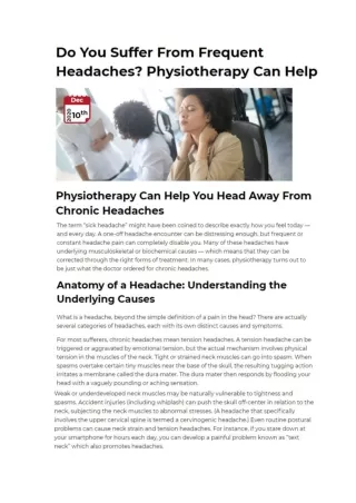 Do You Suffer From Frequent Headaches? Physiotherapy Can Help
