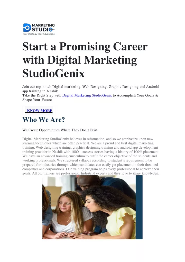 start a promising career with digital marketing studiogenix
