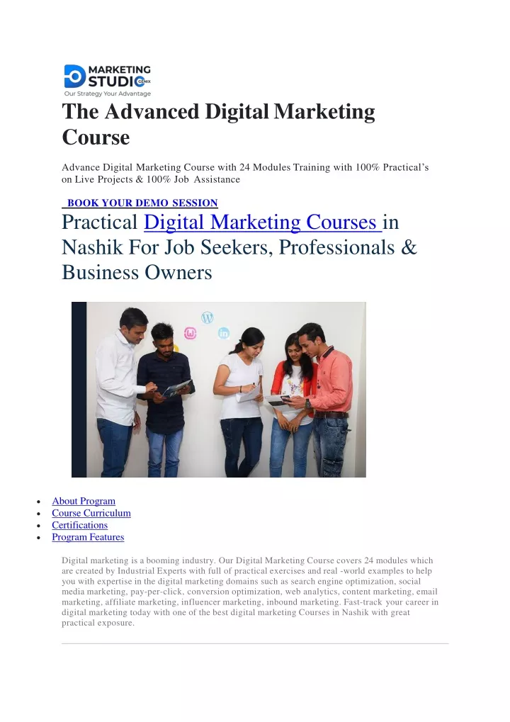 the advanced digital marketing course