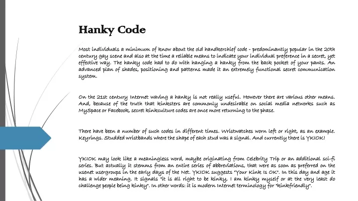 PPT - Hanky Code PowerPoint Presentation, free download - ID:10238237