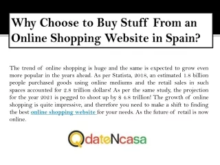 Why Choose to Buy Stuff From an Online Shopping Website in Spain?