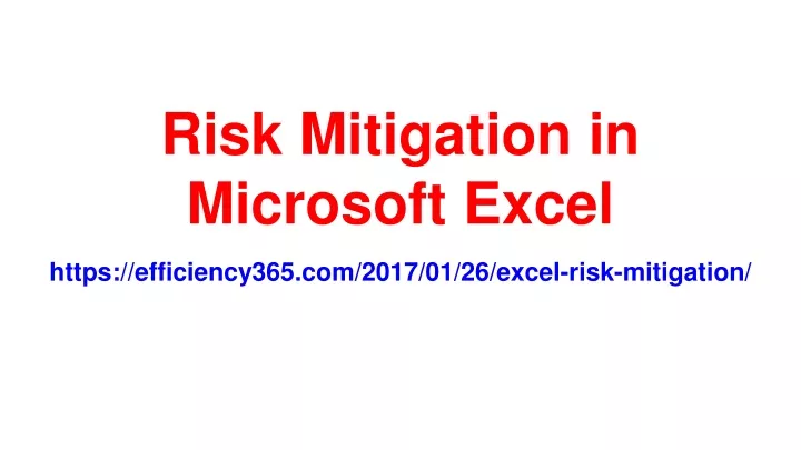 risk mitigation in microsoft excel