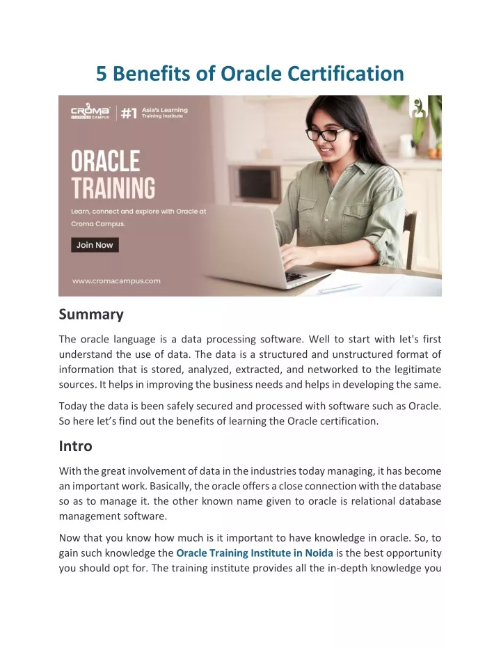 5 benefits of oracle certification