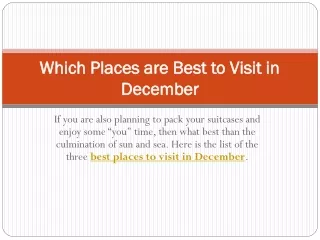 best places to visit in December